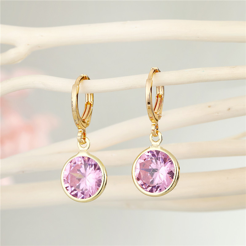 Aretes De Circonitas De Cristal Redondo Color Caramelo Simples display picture 3