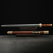 龙泉市刀剑传统复古汉剑一体八面长剑手工锻打摆件宝剑刀具未开刃