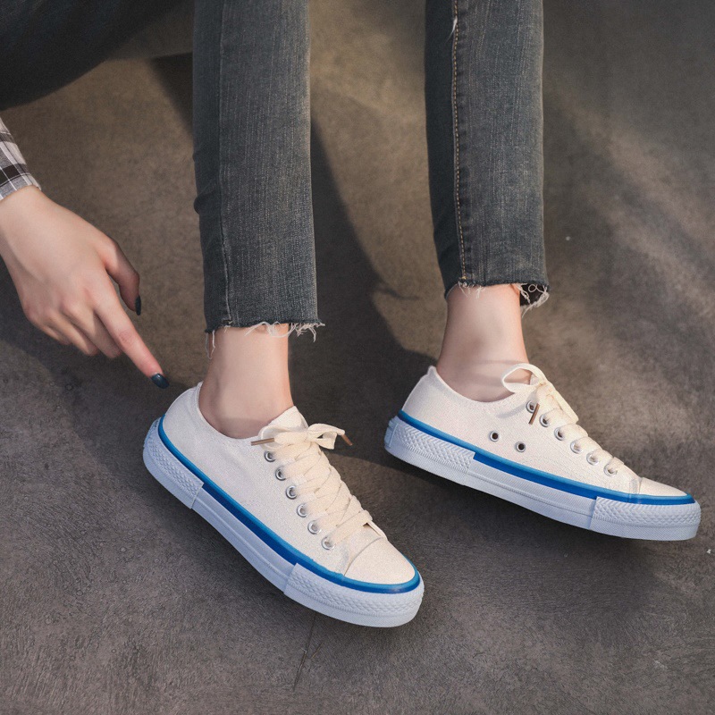 Japanese white shoes ins canvas shoes fe...