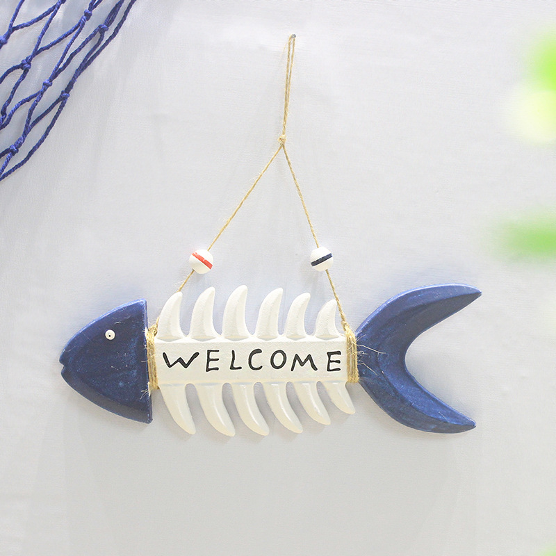Mediterranean creative small fish welcome list fish bone door sign…