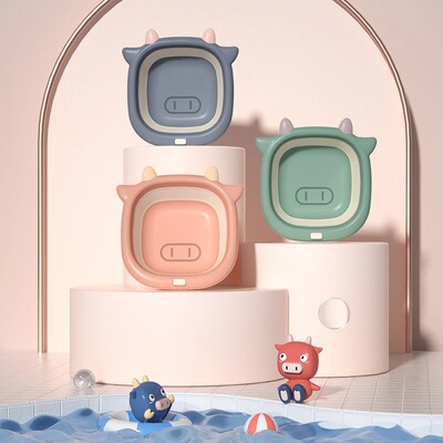 New folding basin children Cartoon Washbasin portable baby Basin surface baby outdoors PP Footbath Basin