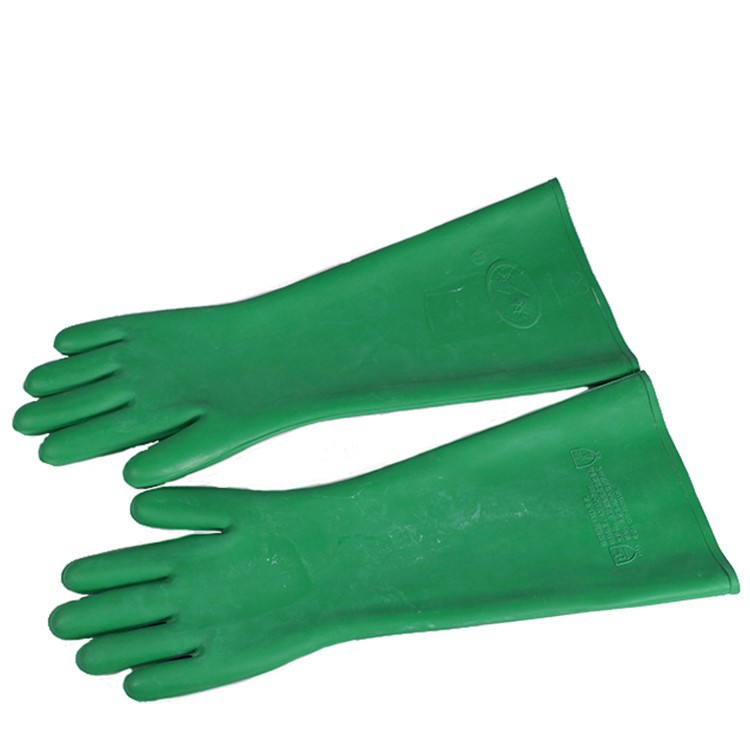 双安天然橡胶耐酸碱手套工业防化学品劳保手套硫酸盐酸