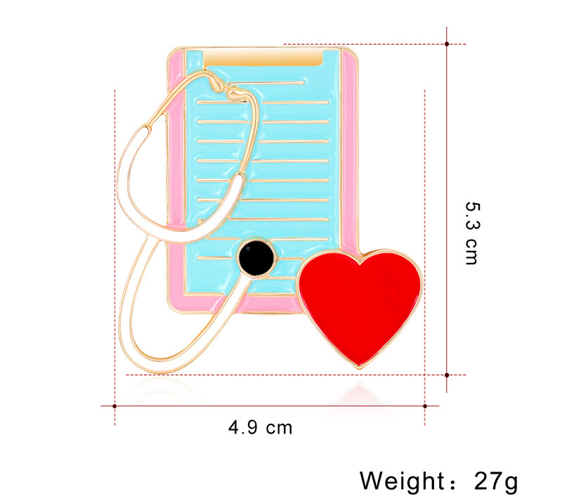Hot Fashion Medical Corsage Peach Heart Stethoscope Oil Drop Brooch Wholesale Nihaojewelry display picture 1