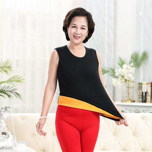 Women's thermal vest plus velvet thickening men's slim autumn and winter middle-aged and elderly close-fitting wide-shoulder underwear bottoming shirt