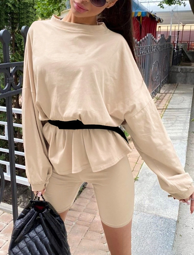 solid color long-sleeved T-shirt three-piece suit NSGE37859