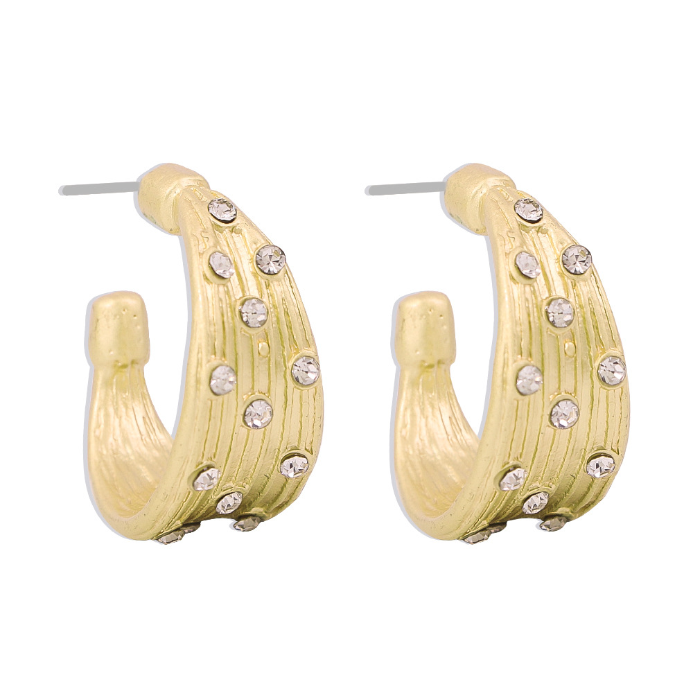 Simple Retro C-shaped Imitation Diamond Earrings display picture 4