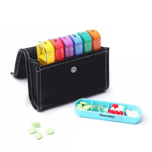 September Procurement Season Big Sale Laptop Portable Leather Bag 28-Gate Money Box Black Bag-Type Pill Box