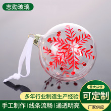 厂家供应圣诞节透明雪花玻璃挂件吹制吊球批发圣诞球橱窗场景布置