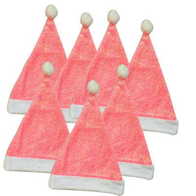 圣诞帽 浅玫红彩丝圣诞party帽子节日圣诞派对聚会 圣诞老人帽