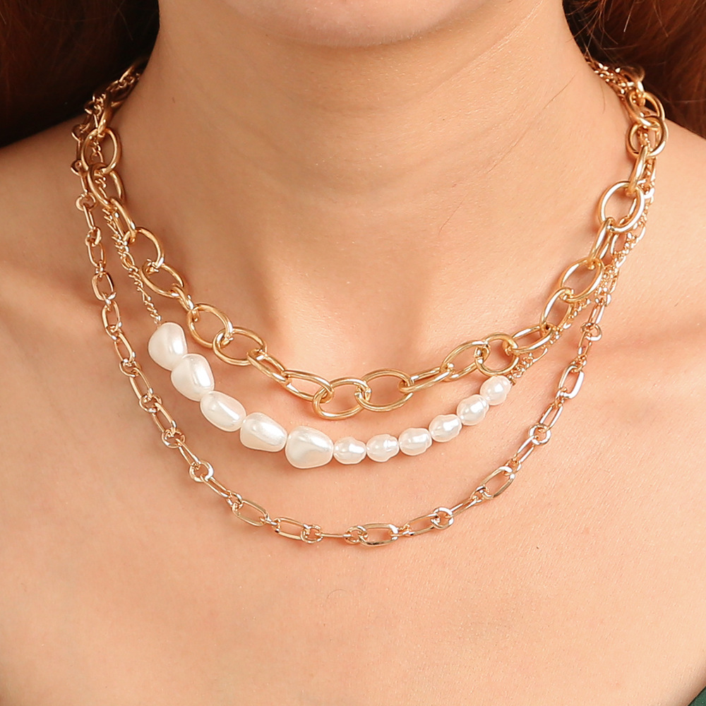 Nihaojewelry Baroque Freshwater Pearl Multi-layer Irregular Necklace Wholesale Jewelry display picture 2