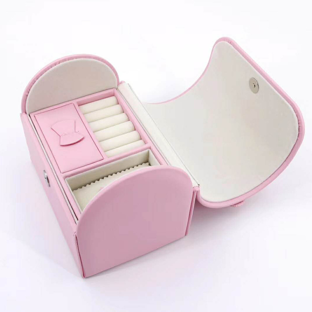 现货大容量皮质饰品箱  便携式首饰收纳盒   化妆品手提小箱