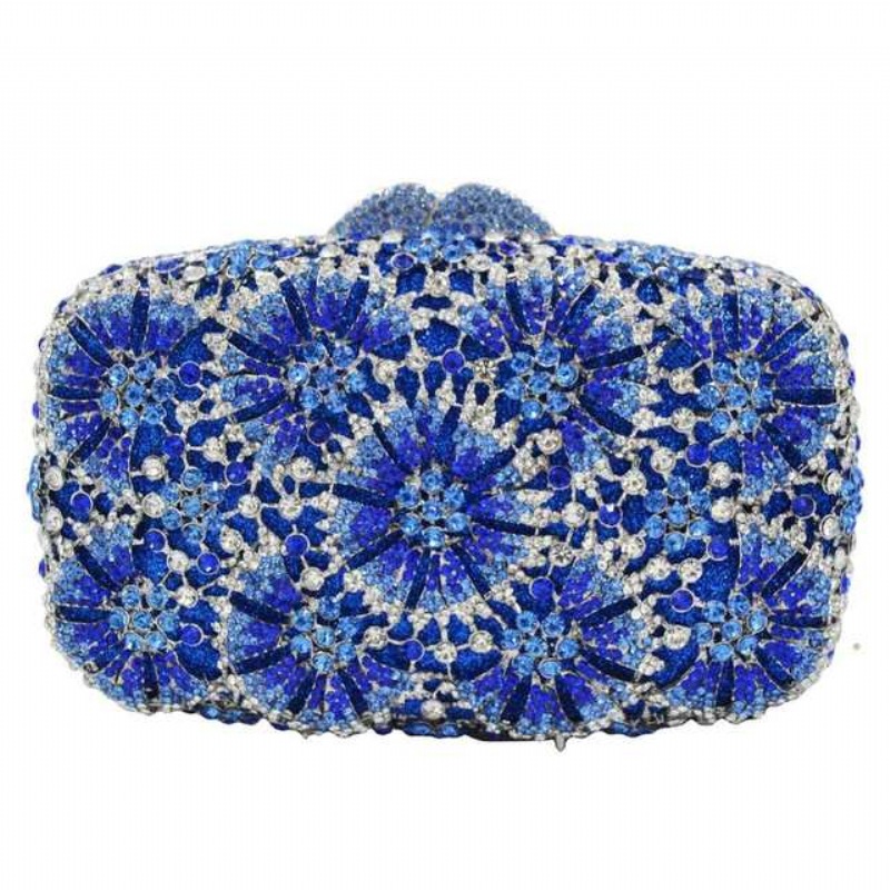 Túi clutch nữ đính đá kim loại cầm tay dự tiệc 17.5x5x11 cm — Màu đỏ, Màu tím, Màu xanh lá, Màu xanh lam chi tiết 6