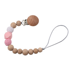 Amazon beech wood clip silicone pacifier chain, teether anti-lost chain, chewable toy anti-drop chain