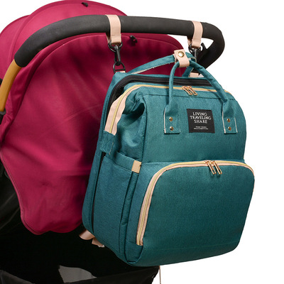 妈咪带娃轻便折叠床防水母婴儿双肩背包外出手提牛津布大容量多能