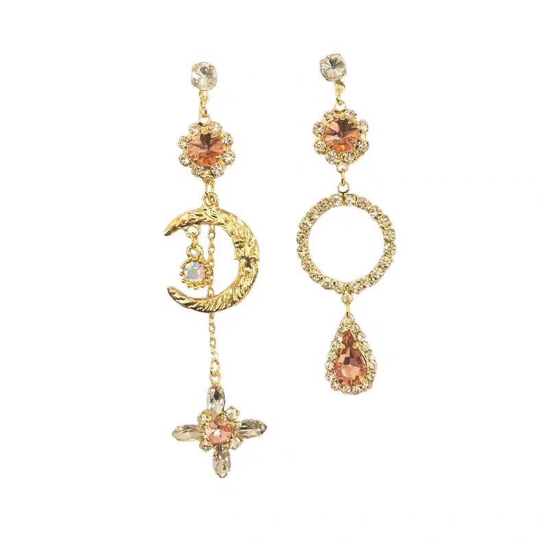 Boucles D&#39;oreilles Lune Étincelante Orange Rêveuse Longue Tempérament Boucles D&#39;oreilles Diamant Baroque Rétro Gros display picture 8