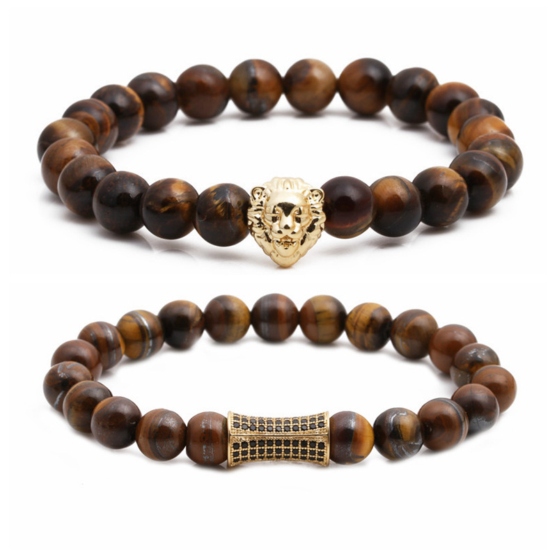 Fashion Turquoise Tiger Eye Lion Head Ghost Head Waist Diy Bracelet Set Wholesale Nihaojewelry display picture 3