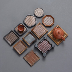 Bamboo cup holder mat, retro Japanese cup holder, Kung Fu tea set, tea ceremony spare parts, solid wood saucer, pot, load-bearing bamboo coaster