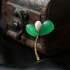 Fresh sophisticated brooch jade handmade, pendant, silver 925 sample, wholesale