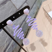 韩版时尚耳饰品　银针气质紫色糖霜小球女耳钉耳环批发产地货源