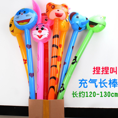 PVC儿童充气玩具动物头长棒批发 充气长棒动物棒批发长颈鹿充气棒|ru