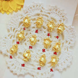 尊玥珠宝3D硬金皇冠十二生肖手链 24K项链生肖钱币珠编绳手串货源