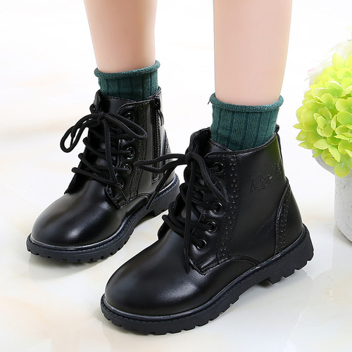 Boys' Shoes, Spring and Autumn New Children's Leather Shoes, Soft Sole, Girls' Martin Boots, Non-slip, Middle and Large Children's Short Boots, Primary School Students