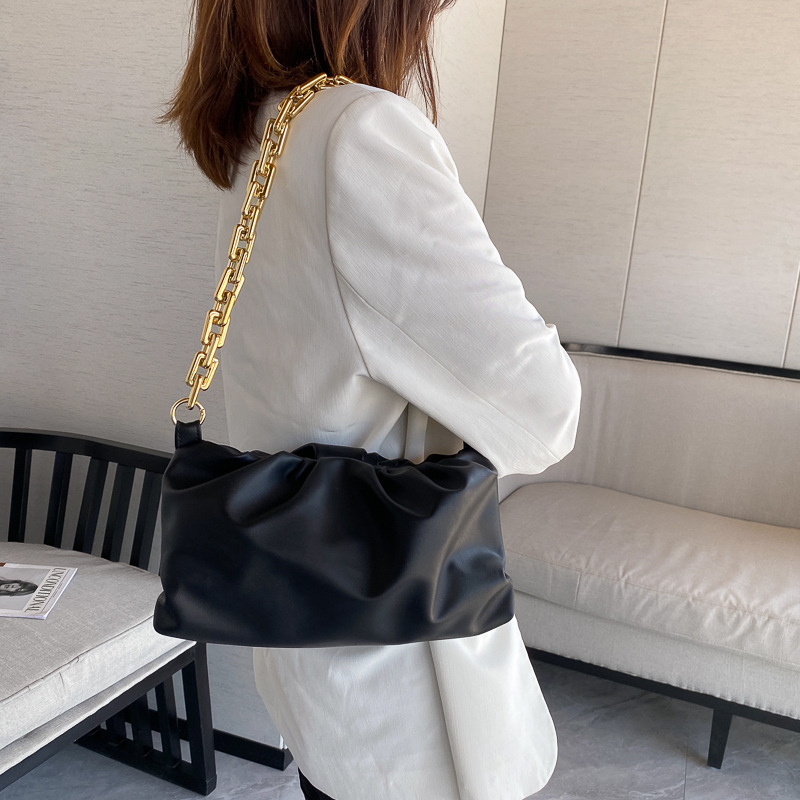 Women's Medium Pu Leather Solid Color Streetwear Cloud Shape Lock Clasp Underarm Bag display picture 25