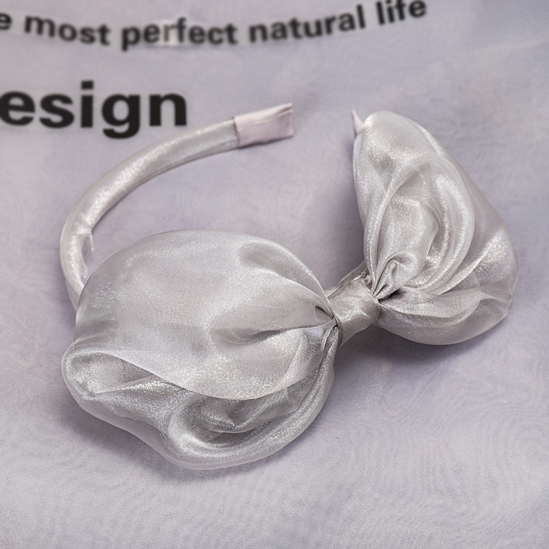 New Fashion Bright Silk Gauze Big Bow Tie Cheap Headband Wholesale display picture 7