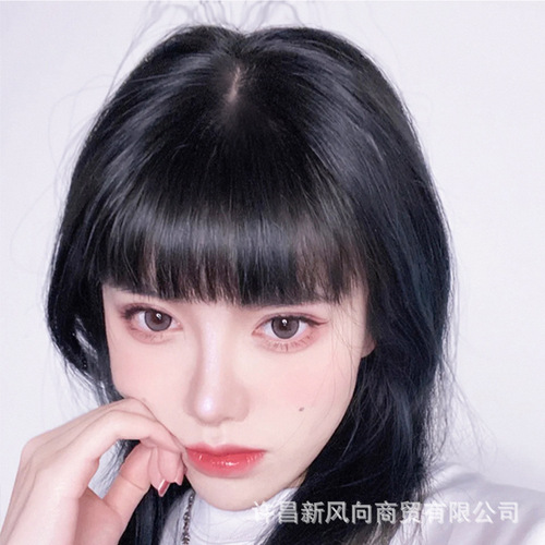 Eyebrow-level bangs wig, natural face-shaping, short flowing sea, invisible internet celebrity comic bangs wig, two-dimensional