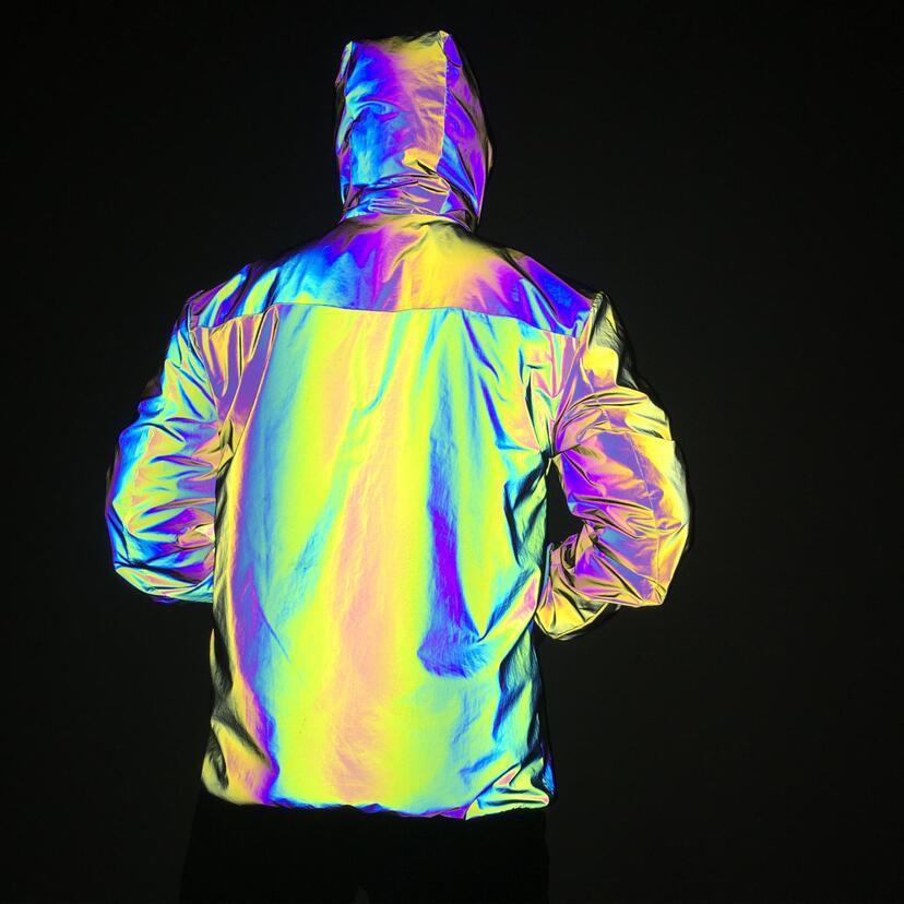 Men's Clothing rainbow color reflective jacket fashion large size colorful luminous jacket_voghion.com