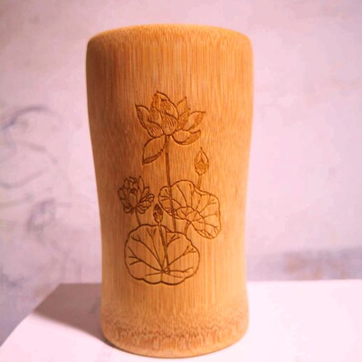 大小号碳化竹杯花瓶杯、荷花杯水杯/|ms