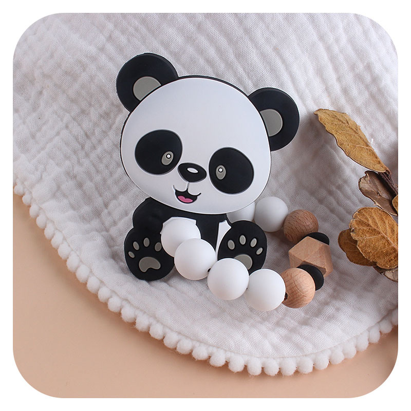 Amazon nuevo DIY creativo de silicona de juguete Panda teether infantil cuentas de silicona pulsera teether palo
