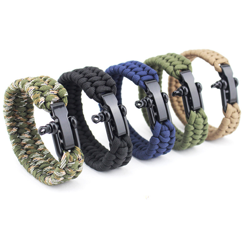 Outdoor Mountaineering Camping First Aid Survival Bracelet Seven-core Umbrella Rope Hand-woven U-shaped Buckle Adjusting Survival Bracelet Outdoor Mountaineering Camping First Aid Survival Bracelet Seven-core Umbrella Rope Hand-woven U-shaped Buckle Adjusting Survival Bracelet