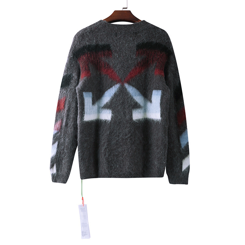 2020 Autumn and Winter new high quality OFF classic arrow mohair crew neck pullover sweater a batch of generation