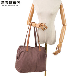 Casual Canvas Crossbody Bag Women's Crossbody Bag with Crazy Horse Leather Shoulder Shopping Bag