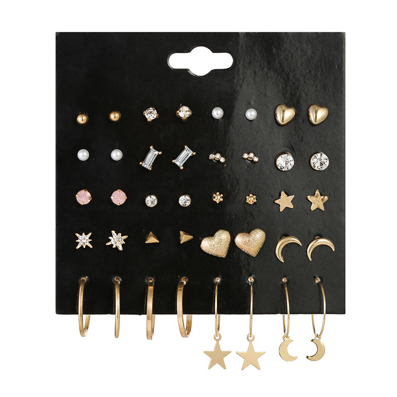 20 Pairs Card Combination Set Earrings Small And Cute Earrings Ear Jewelry Wholesale Nihaojewelry display picture 2
