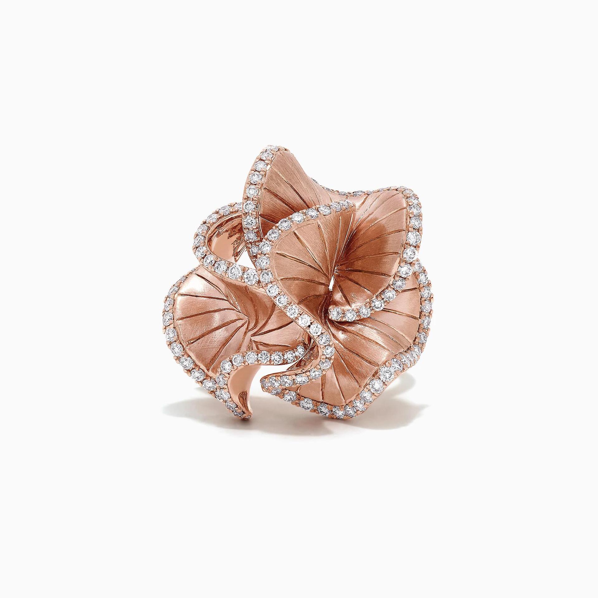 Europe And The United States Inlaid Zircon Three-dimensional Camellia Ring Creative Rose Gold Ring Fashion All-match Factory Direct Wholesale