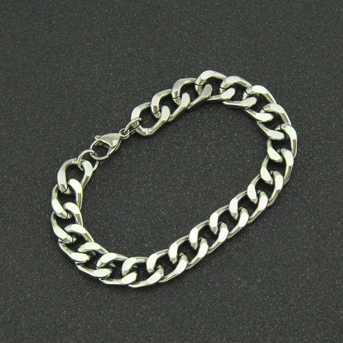 Simple matte Cuban link men's bracelet, light luxury, personalized, versatile, 3D trendy chain