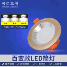 筒灯 led 嵌入式射灯客厅天花筒灯5W7W土豪金雾银三色变光