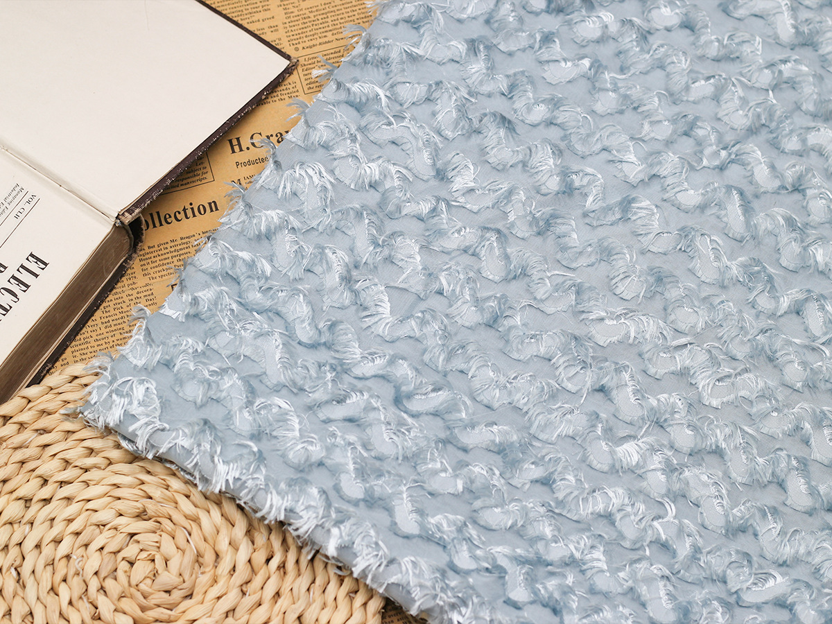 波流蘇亮糸カット花縞生地シフォン生地春夏女装上着ワンピースファッション生地