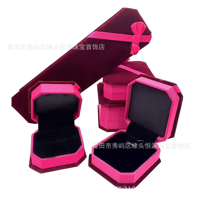珠宝首饰盒绒花盒戒指大小吊坠手镯项链盒黑底绒花盒优惠首饰盒