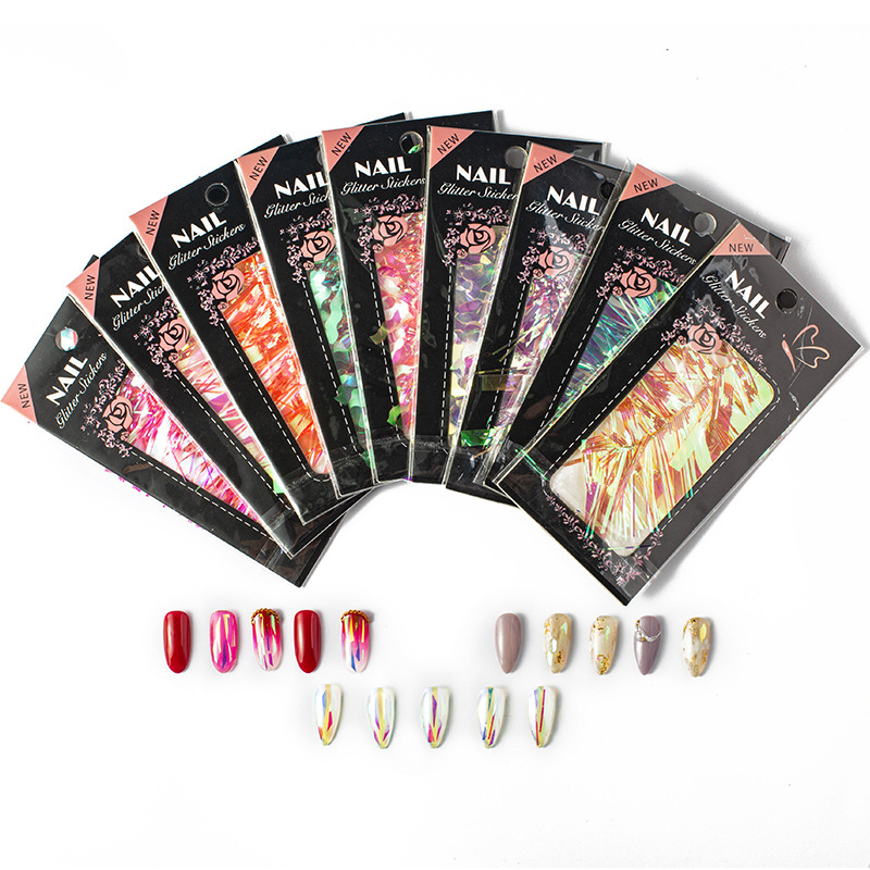 Finger princess manicure vidricola 12 colores caramelo irregular papel láser esmaltado aurora espejo pegatinas de manicure