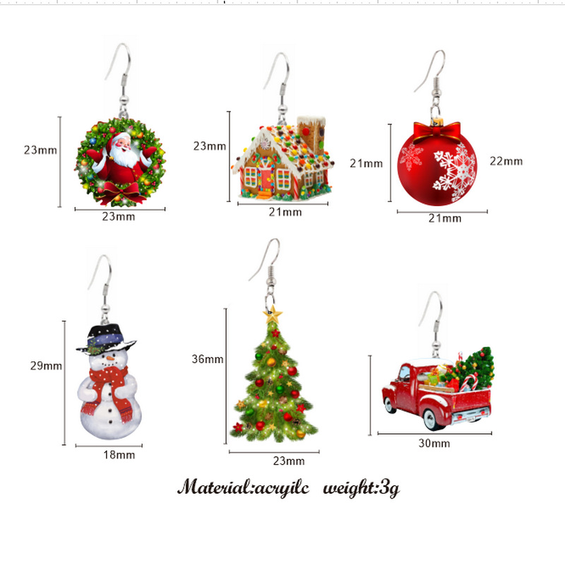 Wholesale Jewelry Ig Style Christmas Tree Santa Claus Snowman Arylic Drop Earrings display picture 1