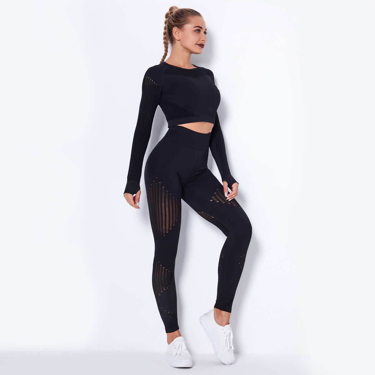 Seamless Knitted Quick-Drying Sports Yoga Suits NSLX8983