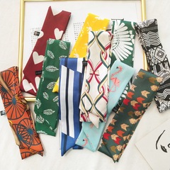 Silk Scarf French Band Fall Thin Lazy Versatile Women's Small Long Strip Ribbon Decoration Collar Scarf Head Scarf Flounce