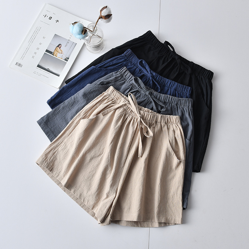 Summer high waist thin cotton linen shorts women wear loose pants casual slim wide leg pants a generation of hair Summer high waist thin cotton linen shorts women wear loose pants casual slim wide leg pants a generation of hair