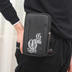 2021跨境男士豎版雙層手機包5.5-6.5英寸腰包時尚運動包廠家批發