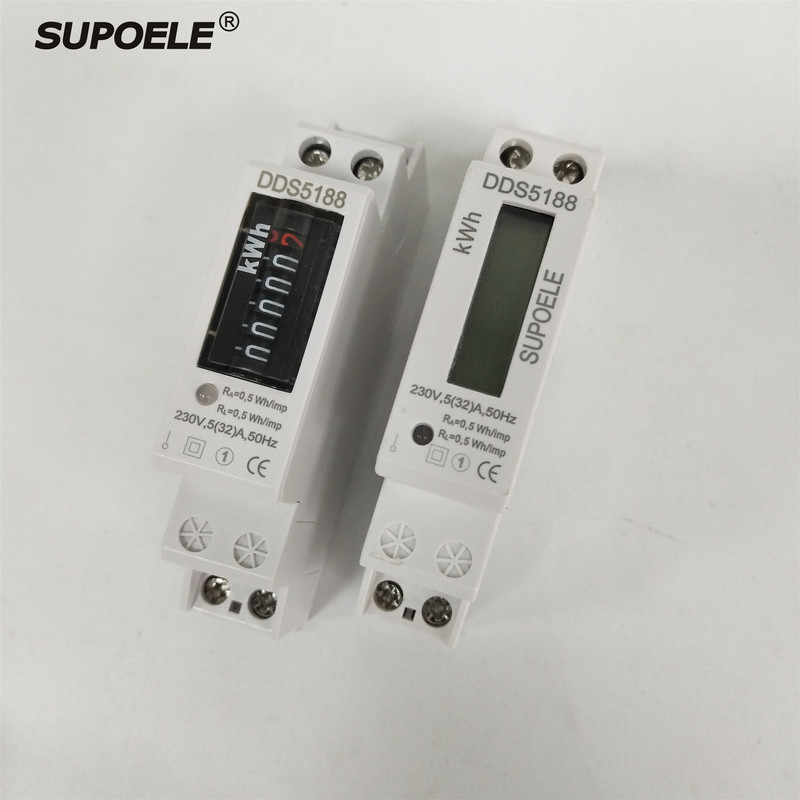 Intelligent watt-hour meter electronic single-phase 220V rail type micro meter liquid crystal display watt-hour meter