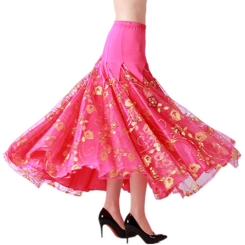 Ballroom dance skirts for women Modern dance skirt competition social dance big Swing Skirt Waltz long skirt national standard Sequin dance skirt