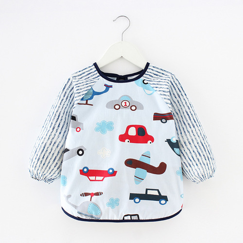 Pure cotton baby eating hood, children's apron, child protective clothing, kindergarten reverse dressing, waterproof spring and summer thin section